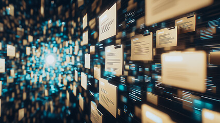 Fototapete - Data Tunnel Vision: Futuristic and dynamic visual of data flow and information management, illustrating a concept of data processing and storage.