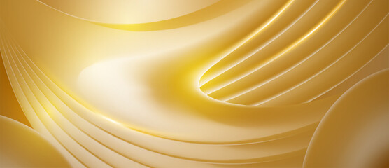 Poster - Abstract golden background with smooth, swirling lines and light
