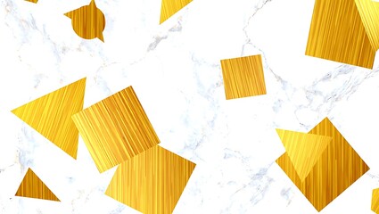 Poster - Abstract Gold Geometric Shapes on Marble Background Elegant Texture for Design Projects