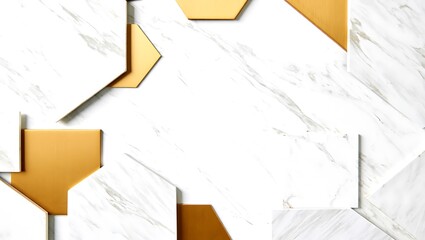 Poster - Elegant Gold and White Marble Hexagon Pattern Abstract Luxury Background Texture