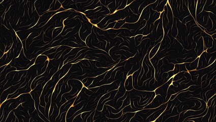 Poster - Abstract Gold Veins on Black Background Luxury Seamless Pattern Design