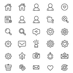 Collection of Simple Line Icons for Web and App Design