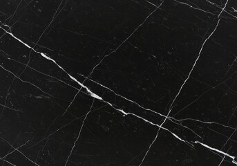 Poster - Abstract black marble texture with white veins creating natural pattern