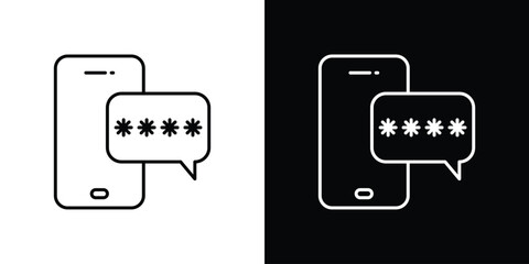 Otp sms password icon design. simple stroke line vector icon set