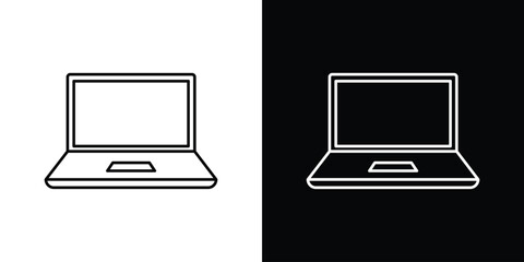 Laptop icon design. simple stroke line vector icon set