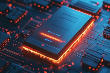 Poster - Innovative microchip technology showcased in a vibrant circuit design with glowing elements and intricate details