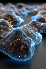 Fototapete - Glowing Blue AI Signal Network Mesh System