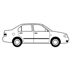 Poster - Sleek Sedan Side Profile Line Drawing Perfect for Automotive Design Projects Branding Logos and Vehicle Illustrations