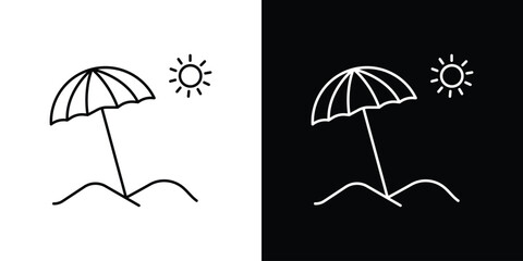 Beach icon design. simple stroke line vector icon set