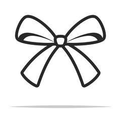 Wall Mural - single ribbon bow outline icon transparent vector isolated