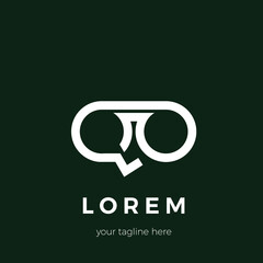 Aufkleber - Alphabet letter logo icon monogram QO green background