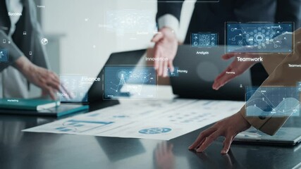 Poster - Group of business people meeting and digital technology concept