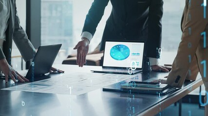 Poster - Group of business people meeting and digital technology concept