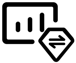 Poster - Illustration of a graph with bars and a diamond shape with arrows pointing left and right