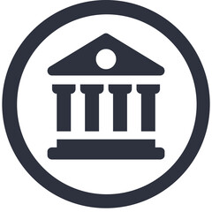 Poster - Illustration of a building with columns inside a circle against a white background art icon