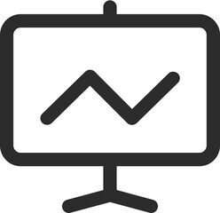 Poster - Presentation board with a line graph showing upward and downward trends in a simple black and white style