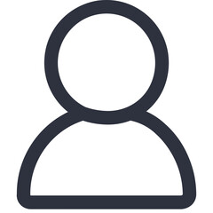 Poster - Simple outline of a person icon with a circular head and rounded body shape on a white background