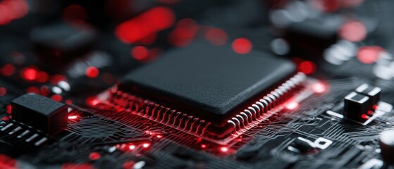 Poster - The intricate microchip glowing on a high-tech circuit board.