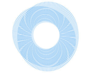 Poster - Radial Abstract Line Art in Blue – Circular Geometric Design Element for Technology, Certificates, and Modern Backgrounds