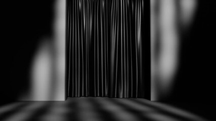 Poster - 3D rendering of empty scene for product background with black curtains