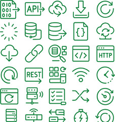 Stock vector illustration of api cloud database server and programming icons for web development project