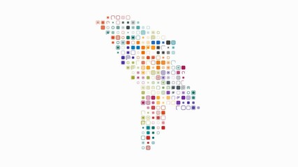 Poster - Moldova dotted animation. Shape of the country build of pulsating colored dots. Large size rounded square blocks. Digital style map on white background. Stylish video.