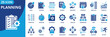 © Uniconlabs - planning icon set collection in dual tone style. an icon pack contain goal, strategy, timeline, budget, resource, schedule, objective, forecast, prioritize, deadline