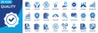 © Uniconlabs - quality icon set collection in dual tone style. an icon pack contain standard, excellence, consistency, improvement, control, accuracy, efficiency, performance, reliability, measurement