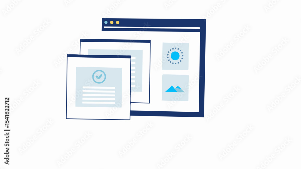 Documents Loading Image Illustration of documents with a checkmark and a browser window with a ...