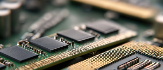 Poster - The intricate details of a computer motherboard showcasing advanced microchip technology.