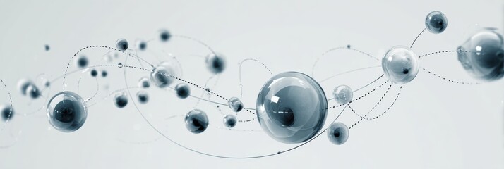 Poster - Floating Bubbles Connected by Curved Dotted Lines Create an Intricate Network of Care Illustrating Interconnectedness and Support