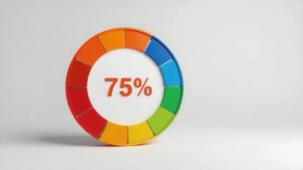 Poster - A colorful circular progress chart displays 75 percent in the center against a plain background.