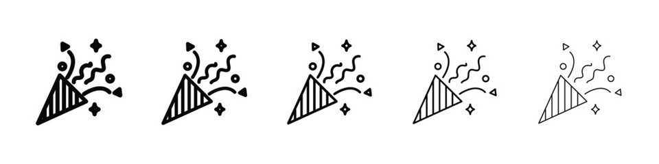 Confetti party popper icon logo in stroke lines collection
