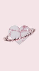 Poster - Abstract 3D vertical marble heart veins trendy chrome metallic reptile scales valentine love picture image light backgrounds event holiday seasonal conceptual romantic snake shape dragon circle