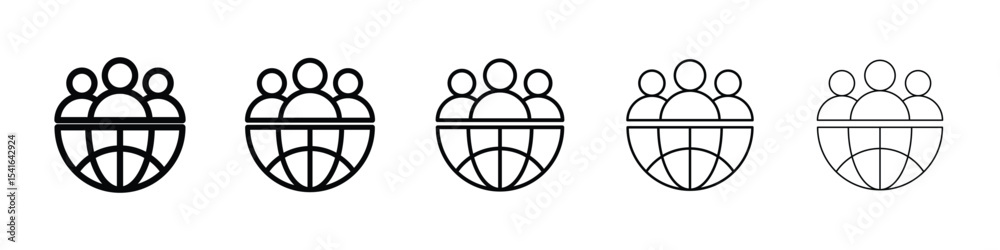 Global leadership icon logo in stroke lines collection Stock Vector ...