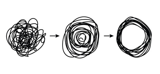 abstract metaphor of psychotherapy. tangled and untangled lines. psychotherapy concept. abstract met