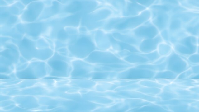 Abstract Light Blue Water Surface with Caustic Reflections Creating a Peaceful Aquatic Backdrop
