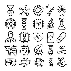 Poster - Vector medical icons set: hand-drawn illustrations of health, food, and heart symbols for web design