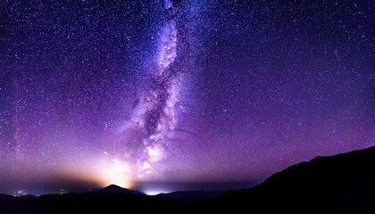 Wall Mural - violet galaxy with stars background