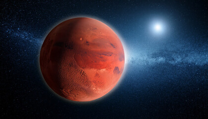 Wall Mural - red planet in space with stars
