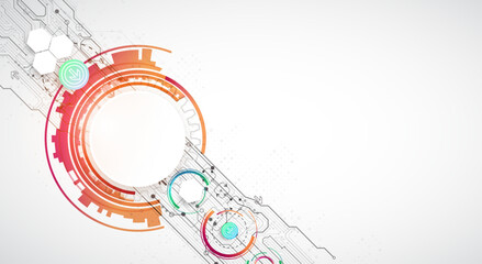 Aufkleber - Abstraction on the theme of tech circles. Scientific and technological background. Vector background.