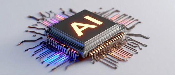 Fototapete - The microchip showcasing artificial intelligence innovation and advanced technology.