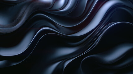 Poster - Illustration of hypnotic forms resembling a living stream in a dark blue and black palette that gives the image a futuristic atmosphere