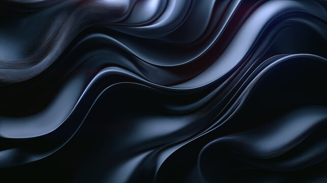 Illustration of hypnotic forms resembling a living stream in a dark blue and black palette that gives the image a futuristic atmosphere