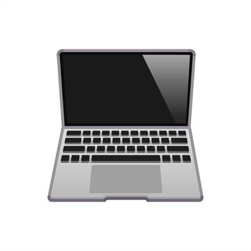 Color trendy modern laptop icon. Cartoon vector image of notebook isolated on white background. Sticker of flat style laptop. Vector 10 eps.