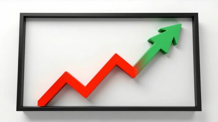 Poster - A 3D zigzag arrow graph in a frame transitions from red to green, symbolizing upward growth or recovery.