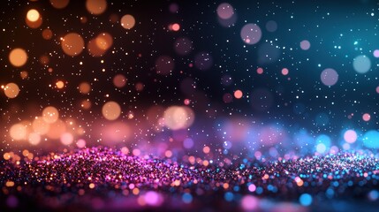 Vibrant glitter background with bokeh lights