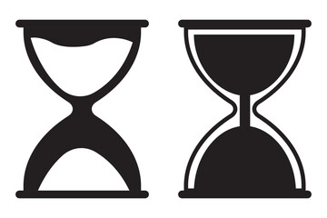 Poster - Hourglass icon set. Sand watch and sandglass, timer and watch symbol. Minimalist hourglass icon symbolizing time management. Simple design vector icon with black and white background.