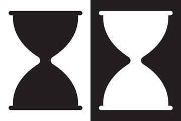 Poster - Hourglass icon set. Sand watch and sandglass, timer and watch symbol. Minimalist hourglass icon symbolizing time management. Simple design vector icon with black and white background.