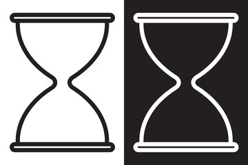 Poster - Hourglass icon set. Sand watch and sandglass, timer and watch symbol. Minimalist hourglass icon symbolizing time management. Simple design vector icon with black and white background.